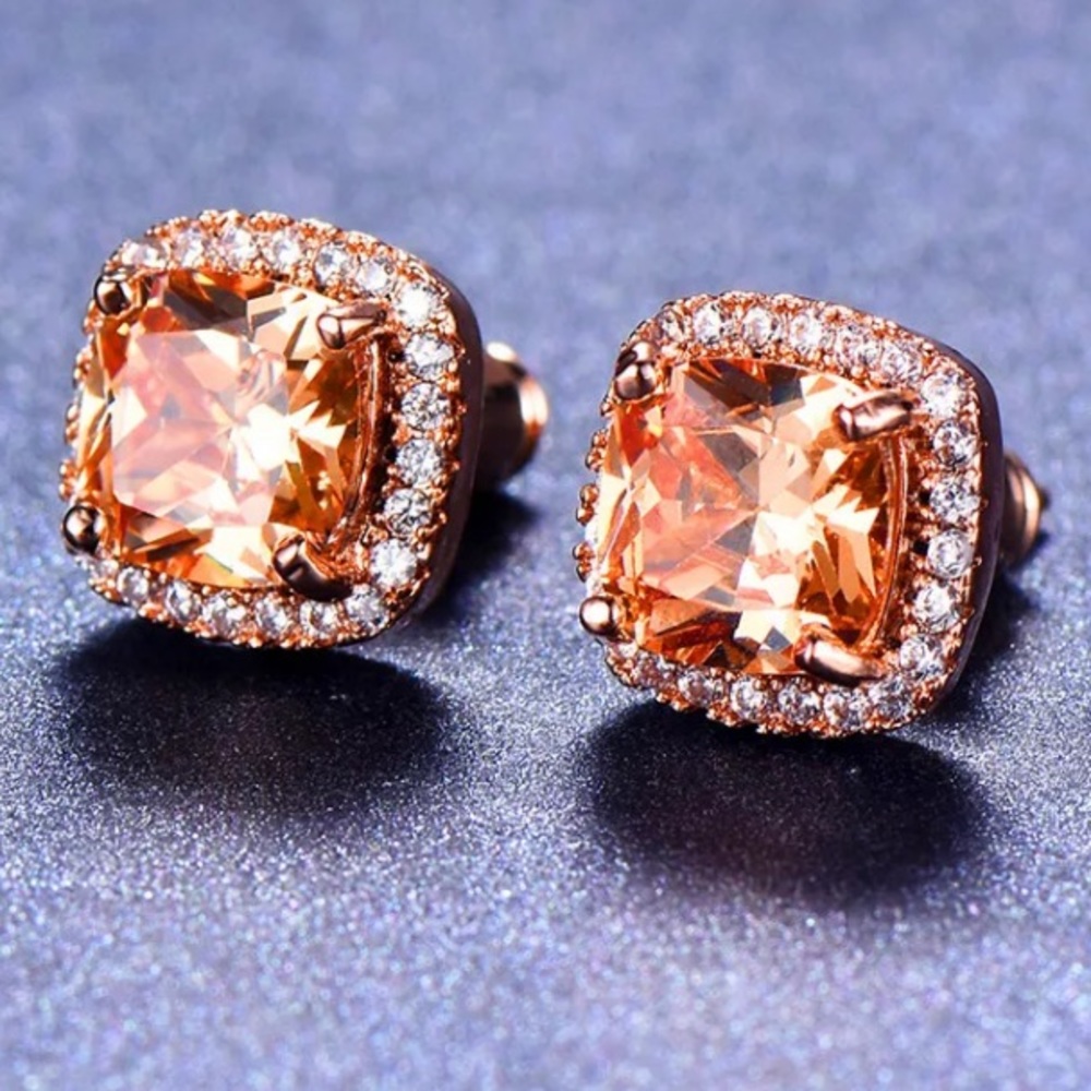 Diamond Halo Stud Earrings - Picture 2 of 4